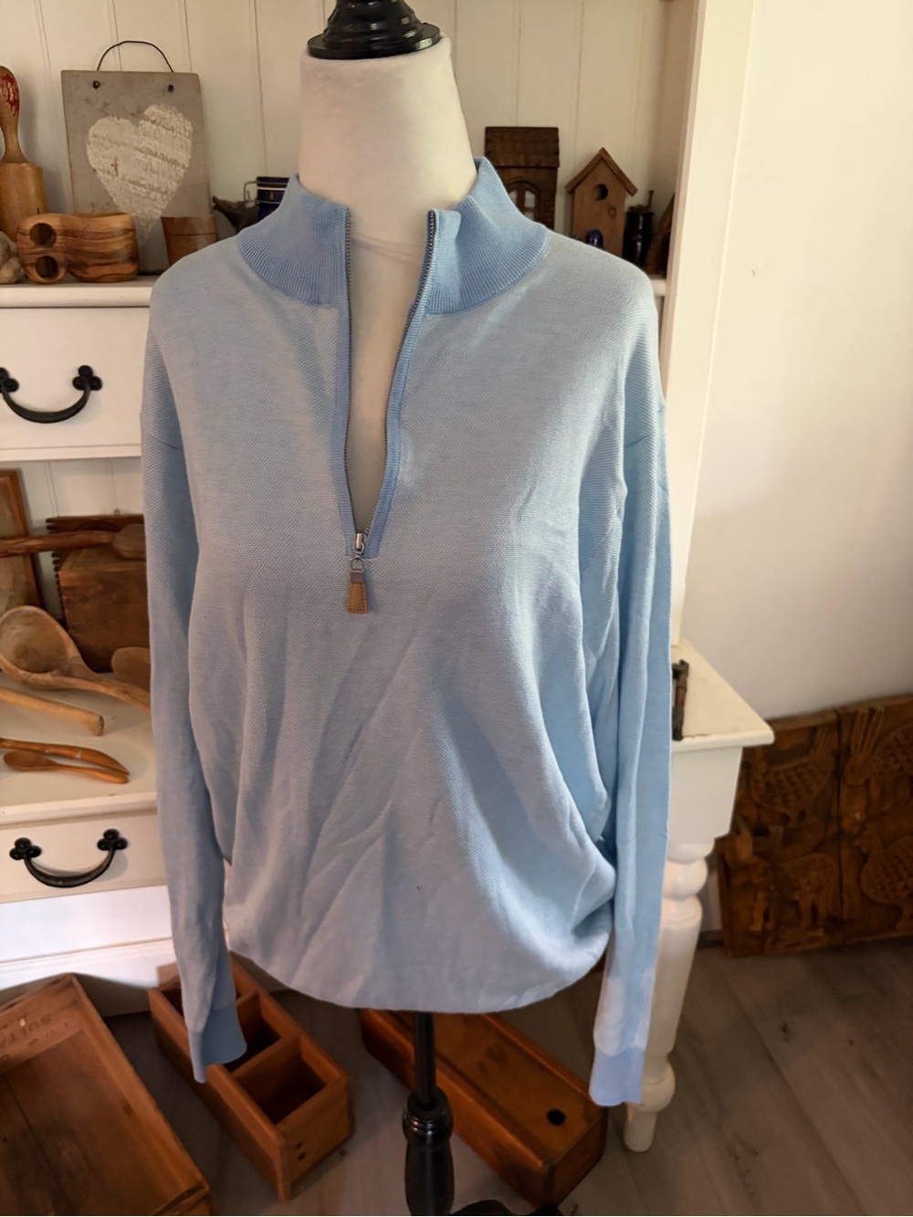 Peter Millar Men’s Light Blue Quarter-Zip Pullover Top